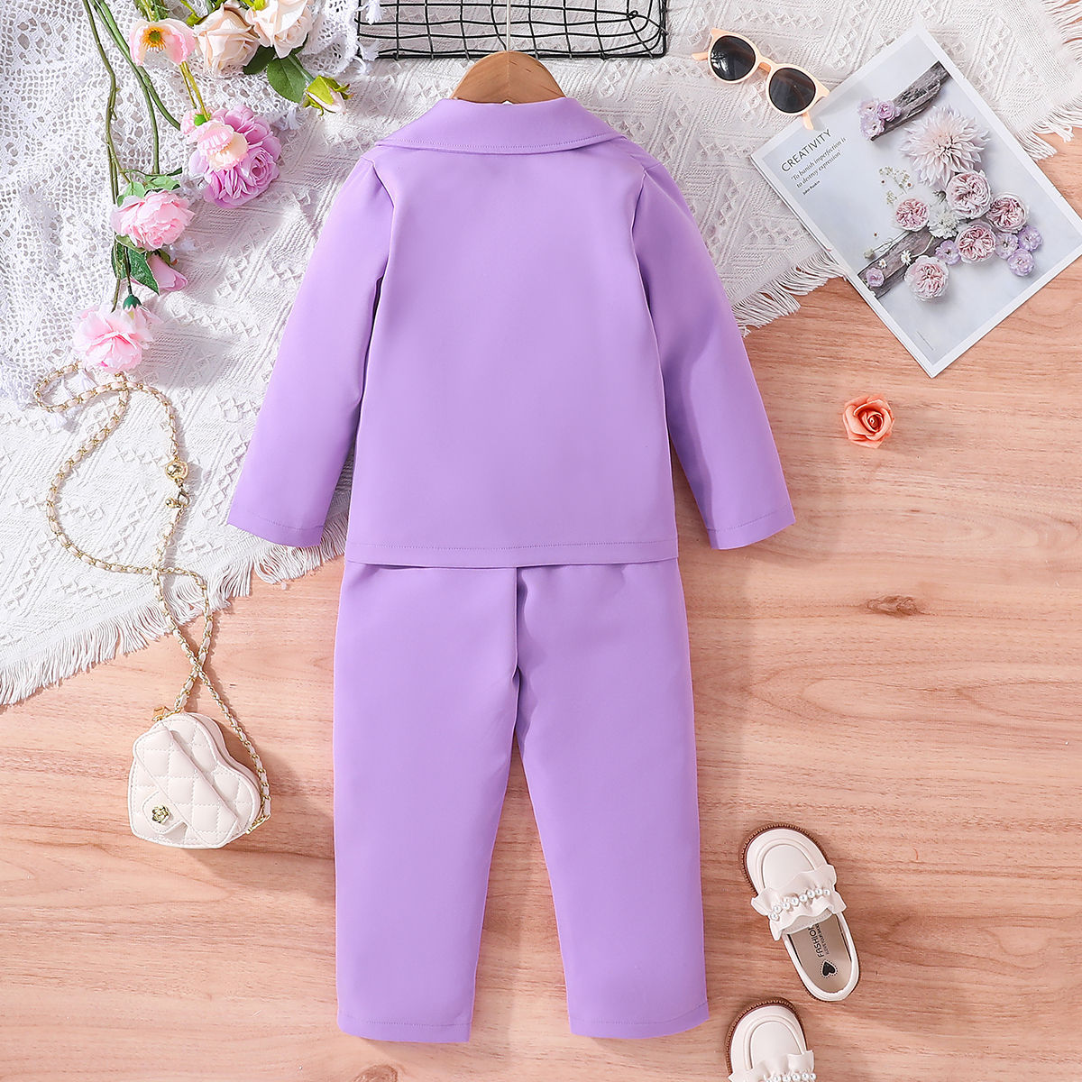 New Girls Spring And Autumn Long-Sleeved Coat + Halter Shirt + Trousers Three-Piece Children's Letter Children's Suit