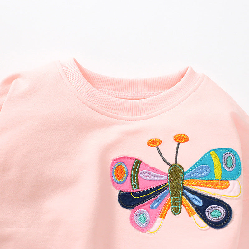 Long Sleeve Girls' Hoodie Cute Autumn Children's Hoodie Pure Cotton Girls' Top