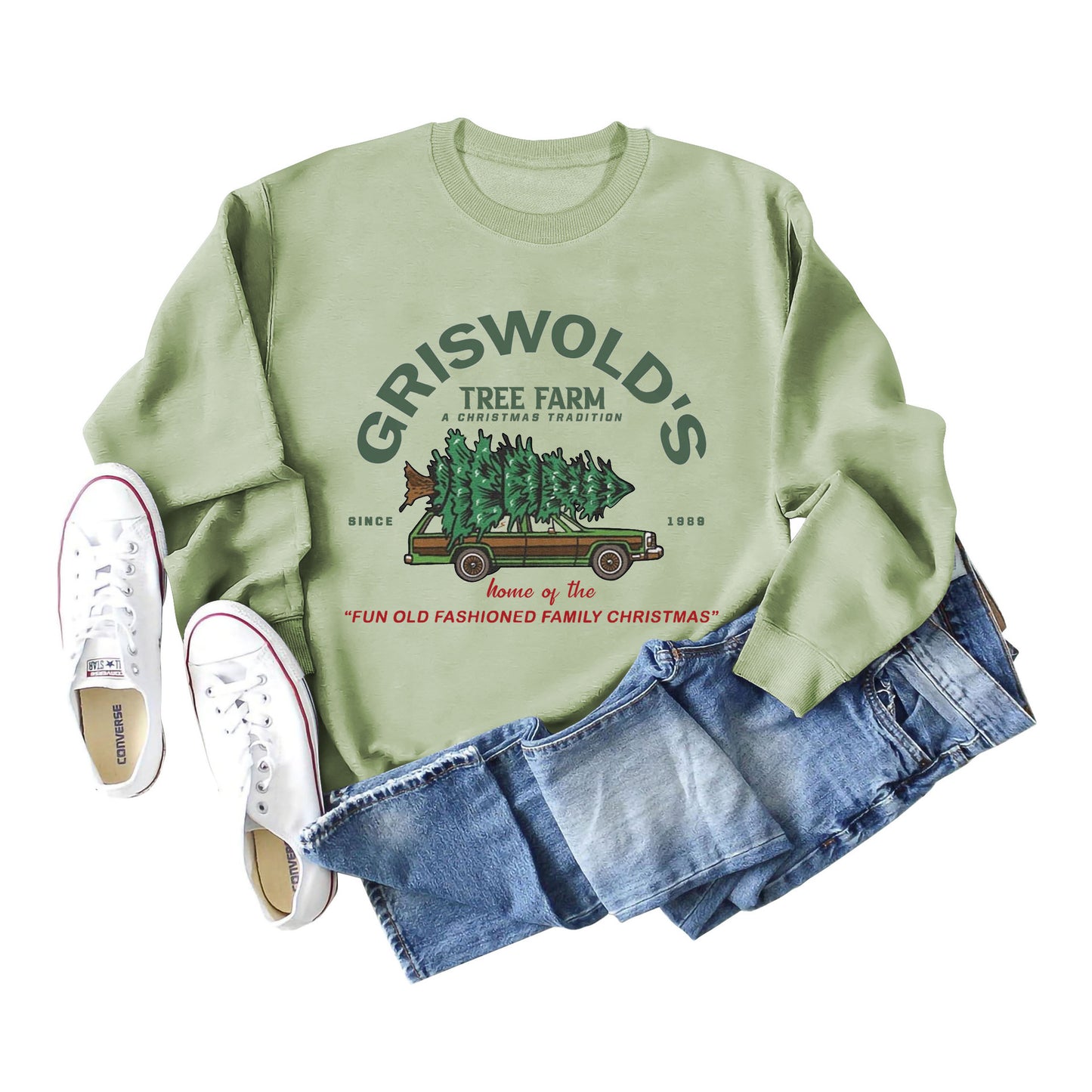 Griswold's Christmas Tree Letter Round Neck Long Sleeve Christmas Plus Size Women's Hoodie