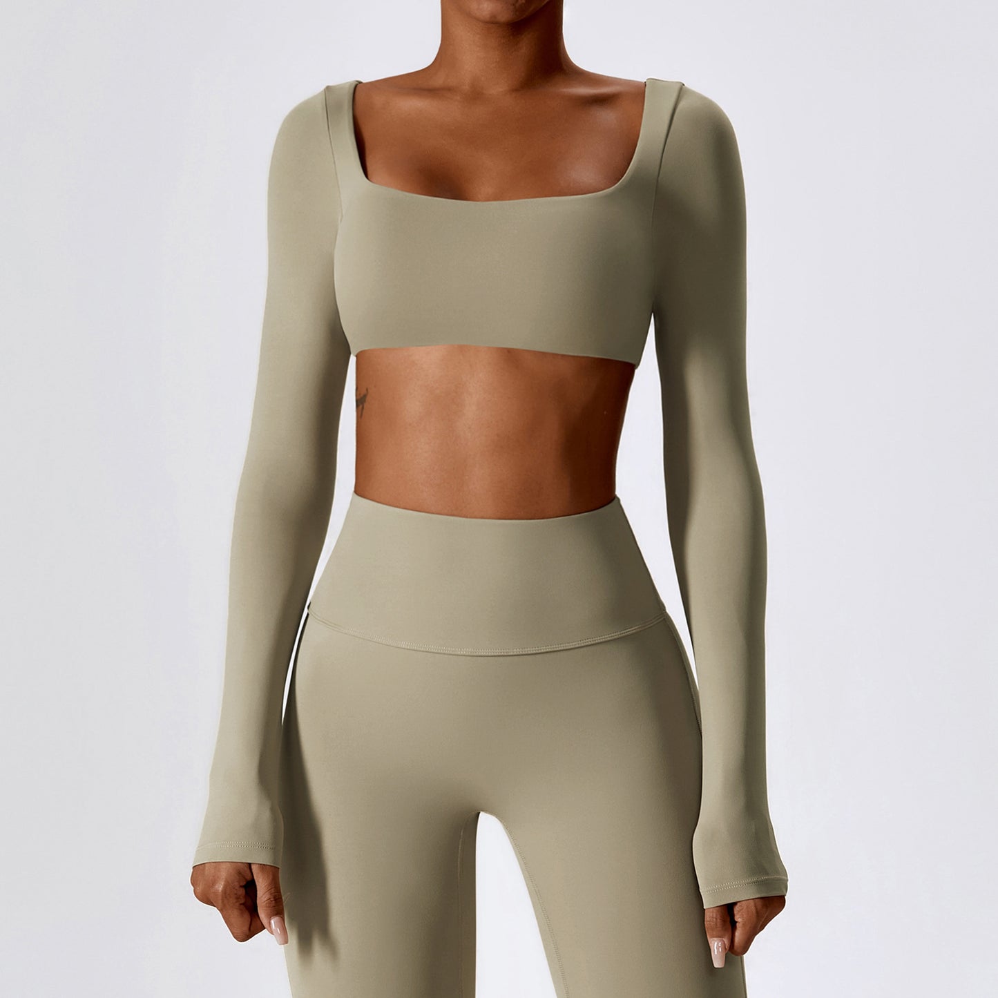 Sexy Naked Long Sleeve Yoga Clothes Outdoor Running T-Shirt Quick Drying Tight Fitness Clothes Top