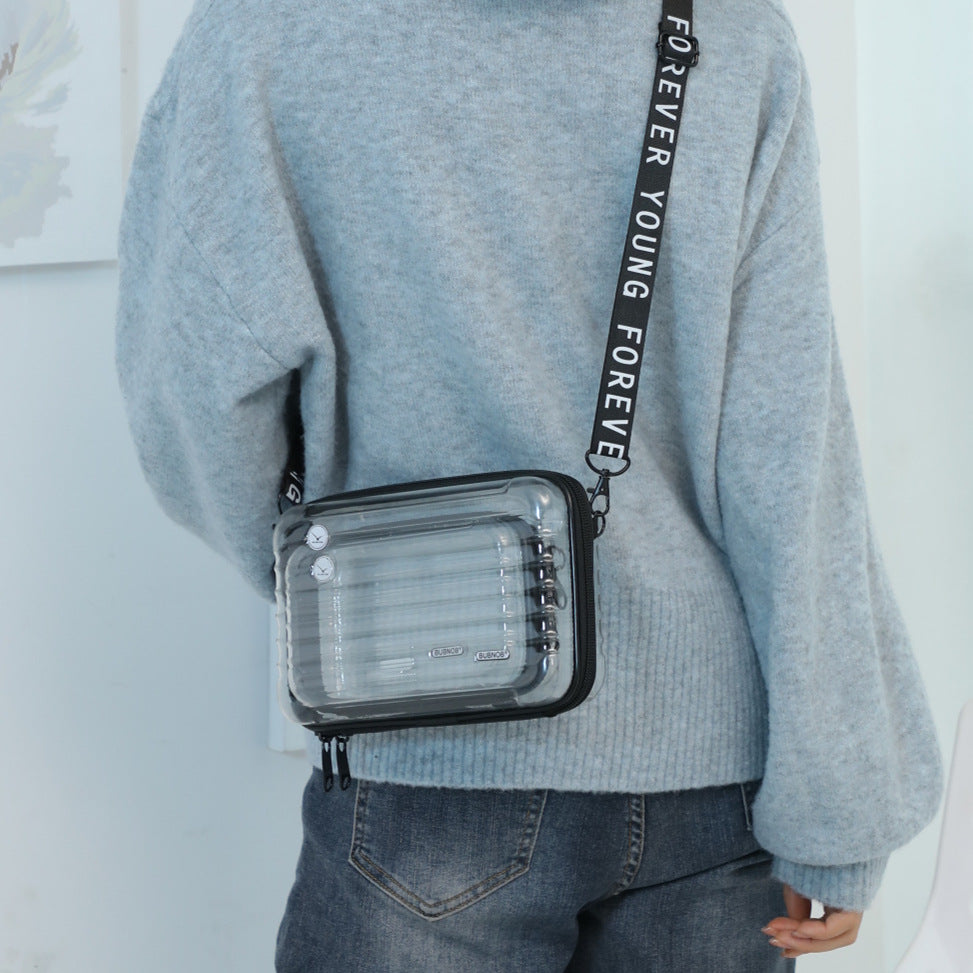 Transparent Crossbody Bag New No-Security Jelly Bag Women's Hard Shell Mobile Phone Bag Waterproof Small Square Bag Box Bag