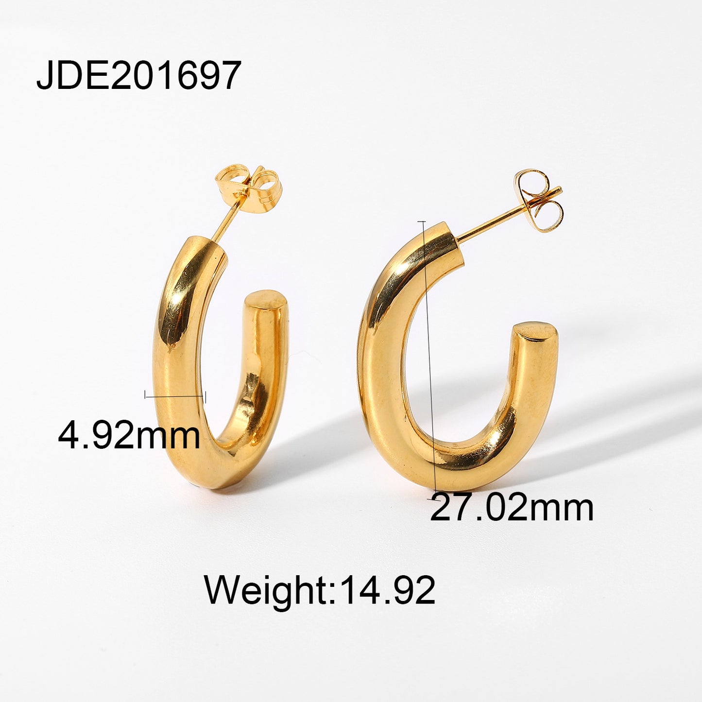 5pcs 18K Gold Plated Stainless Steel Earrings Jewelry C Oval Women's Earrings Popular Accessories
