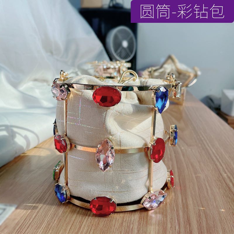 Summer New Popular Diamond-Encrusted Niche Diy Dinner Party Pearl Hand-Held Diagonal Banquet Bag