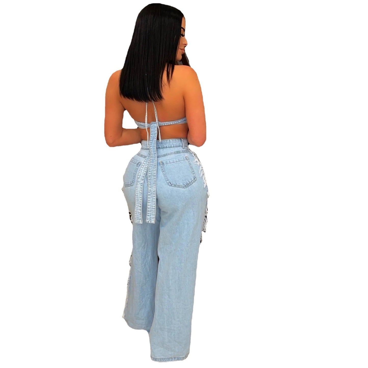 New Denim Fashion Casual Suit Top Tassel Denim Suit