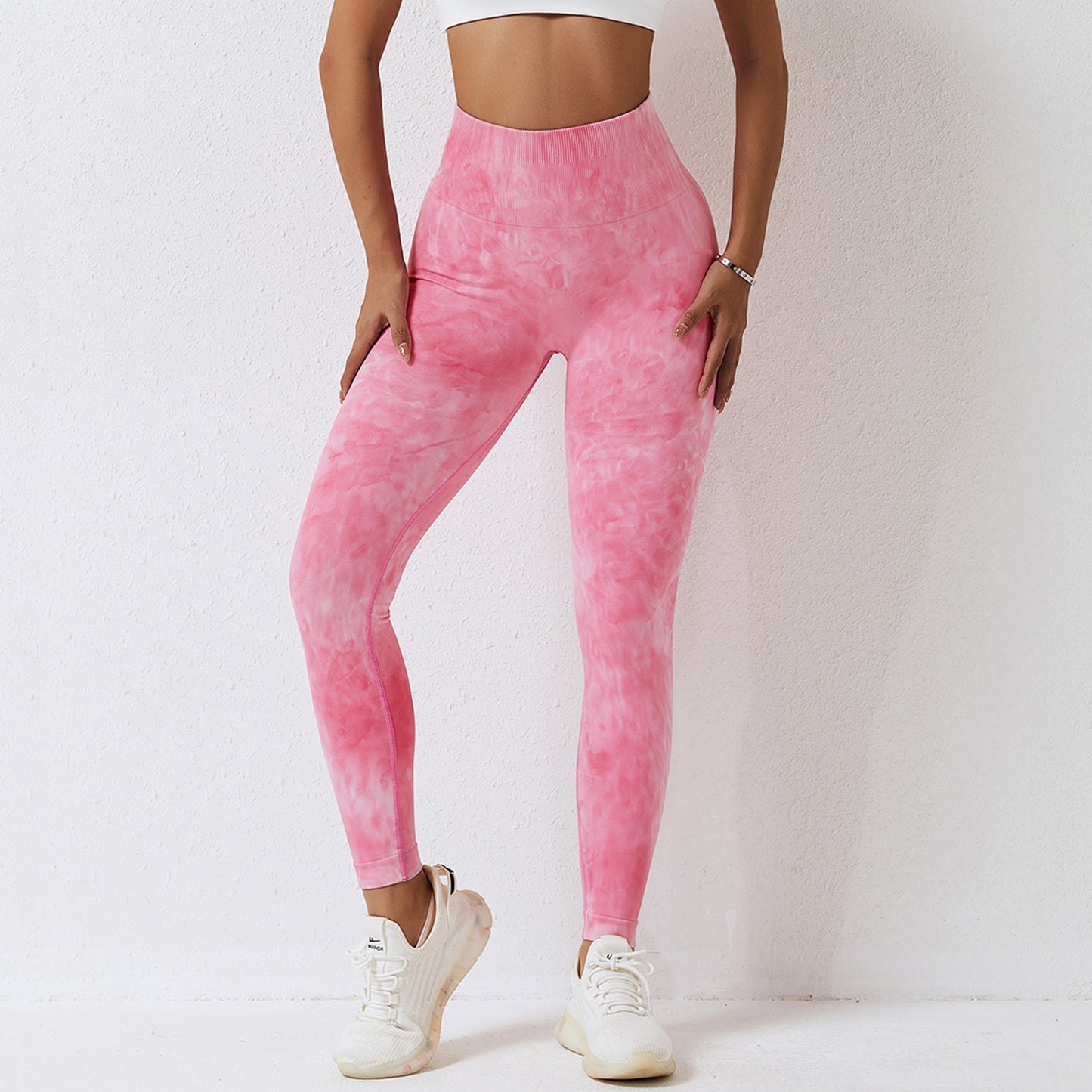 Tie Dye Seamless High Waist Yoga Pants Women's Tight Running Pants Quick Dry Peach Hip Lift Fitness Pants