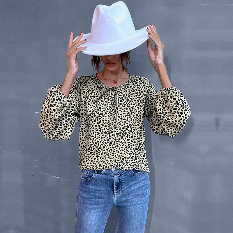 Fashion Women's New Spring New Leopard-Print Shirt Long-Sleeved Women