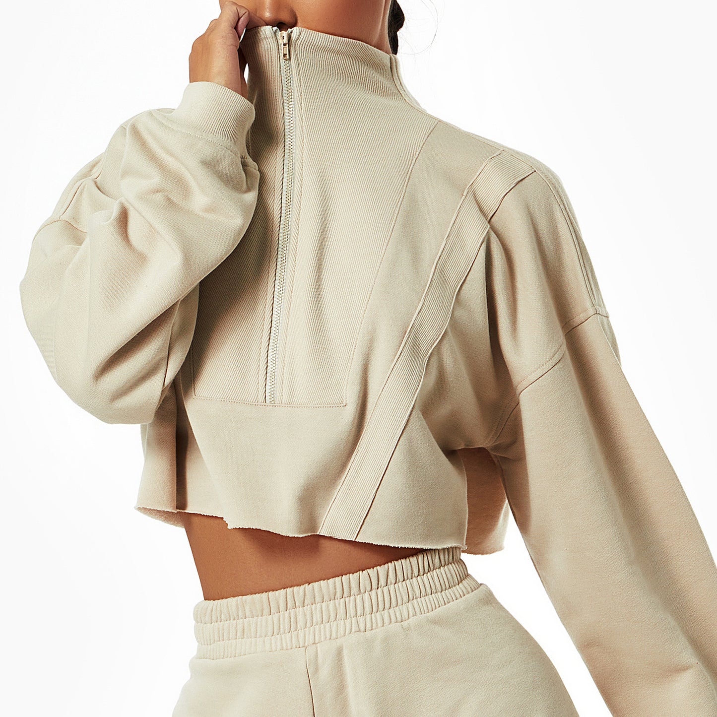 Long Sleeved Sports Hoodie Loose Fashion Stand-Up Collar Zipper Top Wear Gym Training Casual Outdoor Hoodie