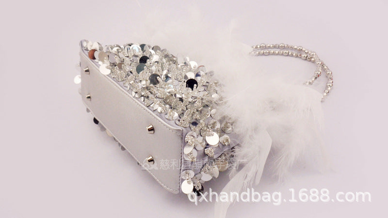 Feather Sequin Hand-Beaded Dinner Bag