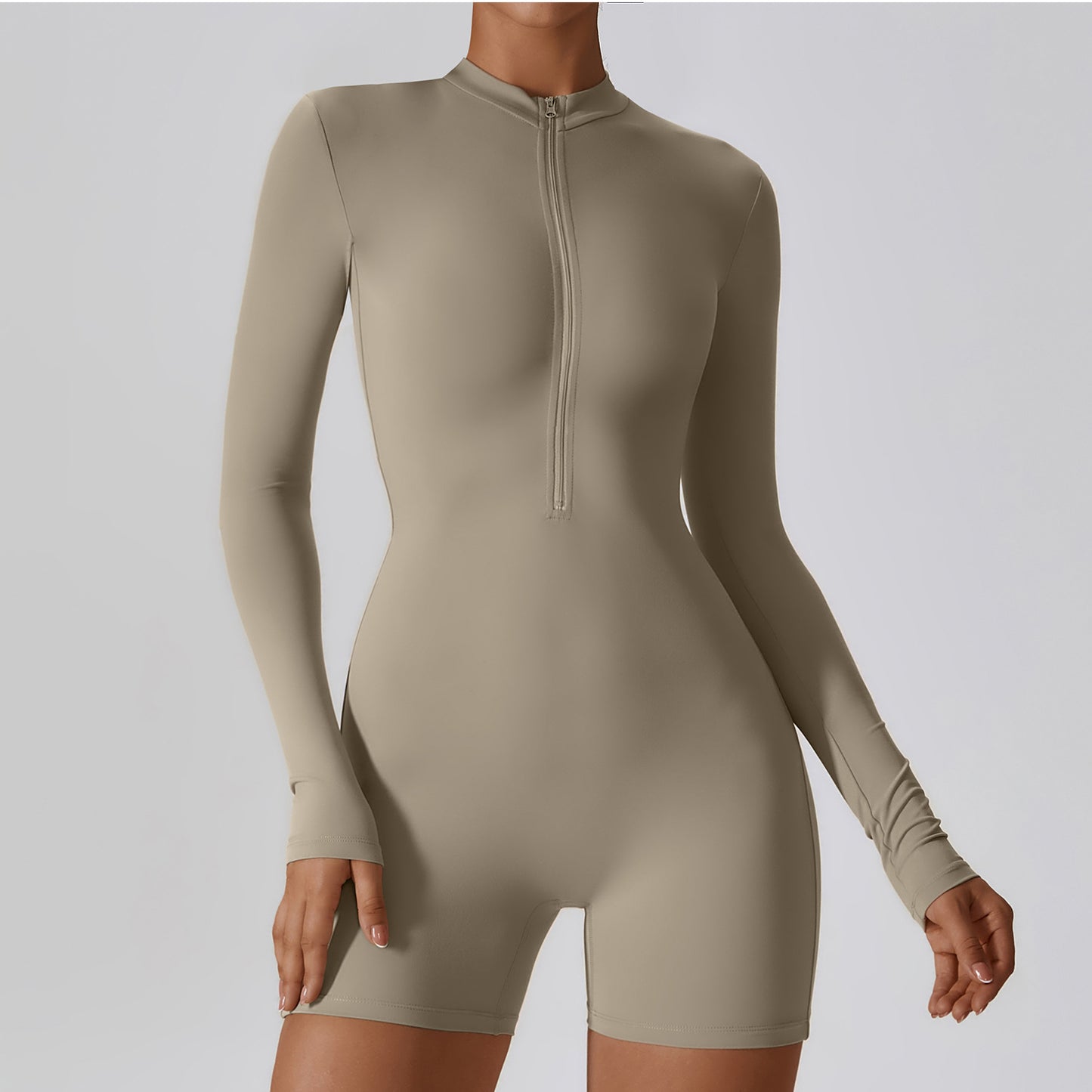 Open Collar Zipper Long Sleeve Jumpsuit Dance Fitness Sports Jumpsuit Sexy Tight Yoga Dress Female
