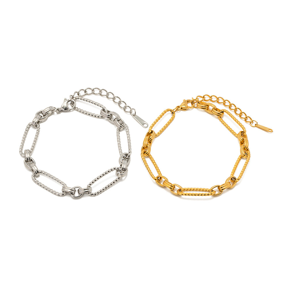 5pcs New Titanium Steel Bracelet 18K Long Hollow Woven Stainless Steel Bracelet Does Not Fade Jewelry