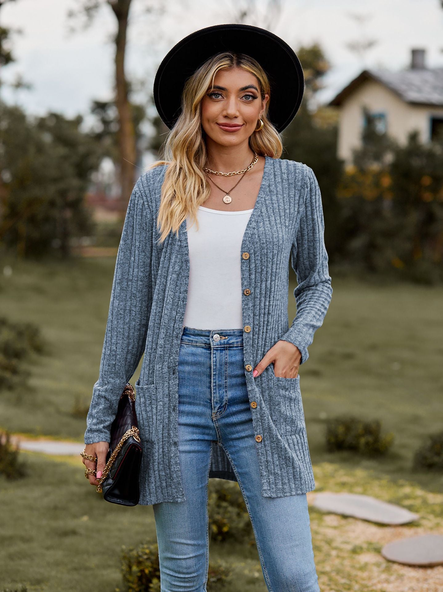 New Fall New Women's Women's Ground Wool Pit Strip Solid Color Long Sleeve Women Cardigan Coat