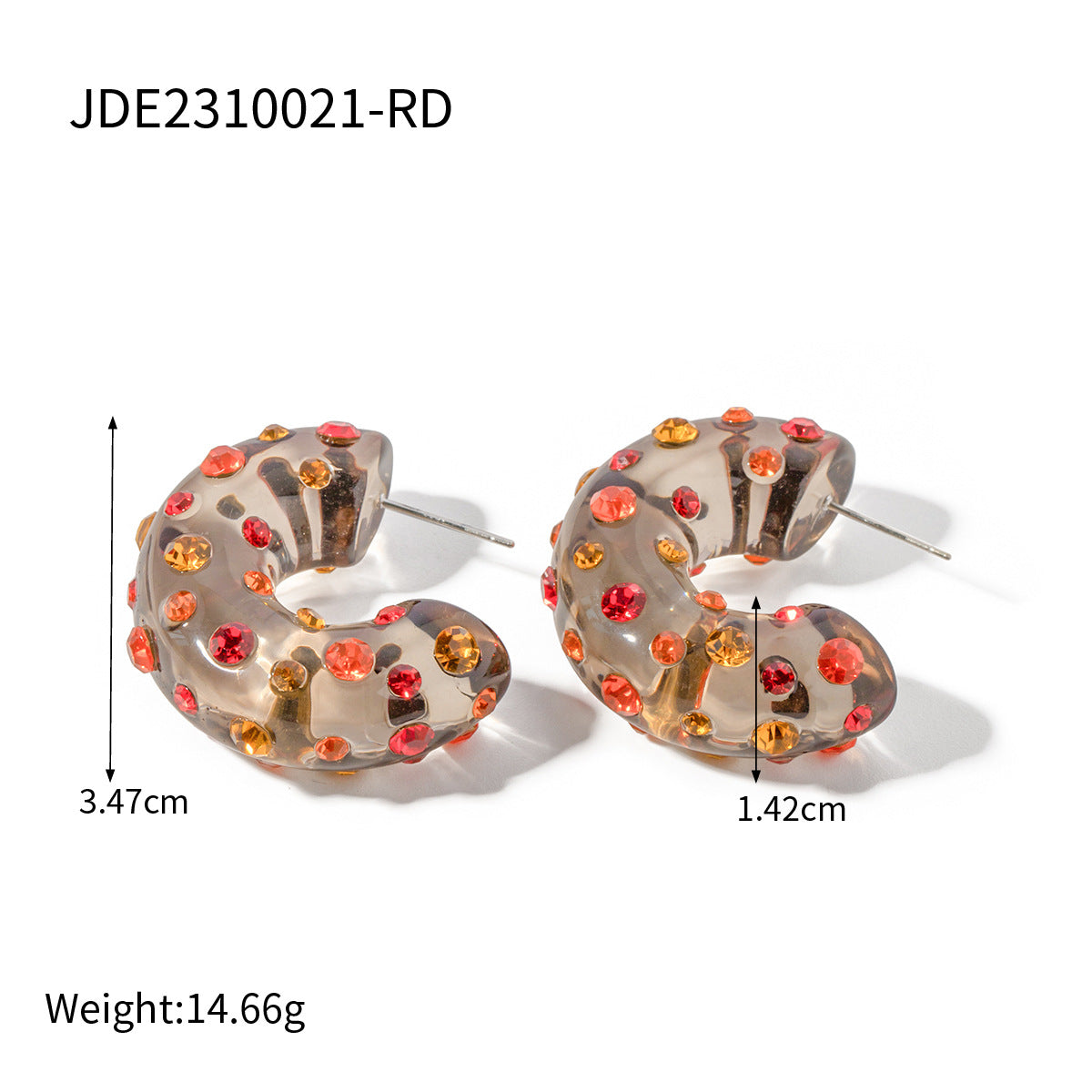 5pcs Minimalist Everyday Jewelry Eco-Friendly Resin Resin Inlaid Red Diamond Earrings Twist Ring Trendy Earrings