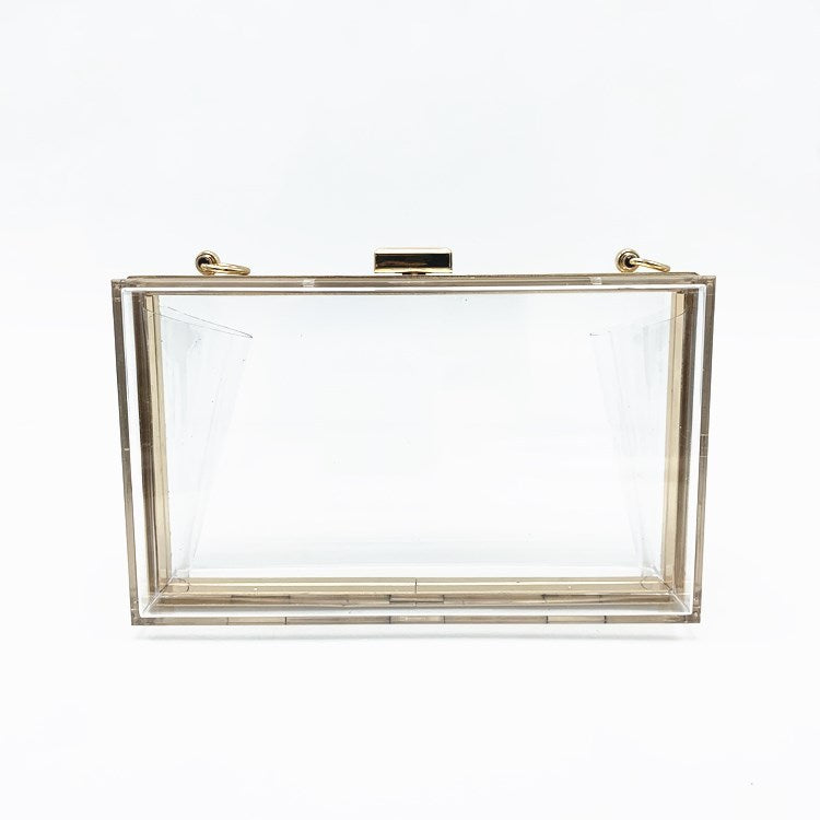 Acrylic Women's Bag Small Square Bag Summer Candy Color Transparent Box Bag Dinner Bag Chain Bag