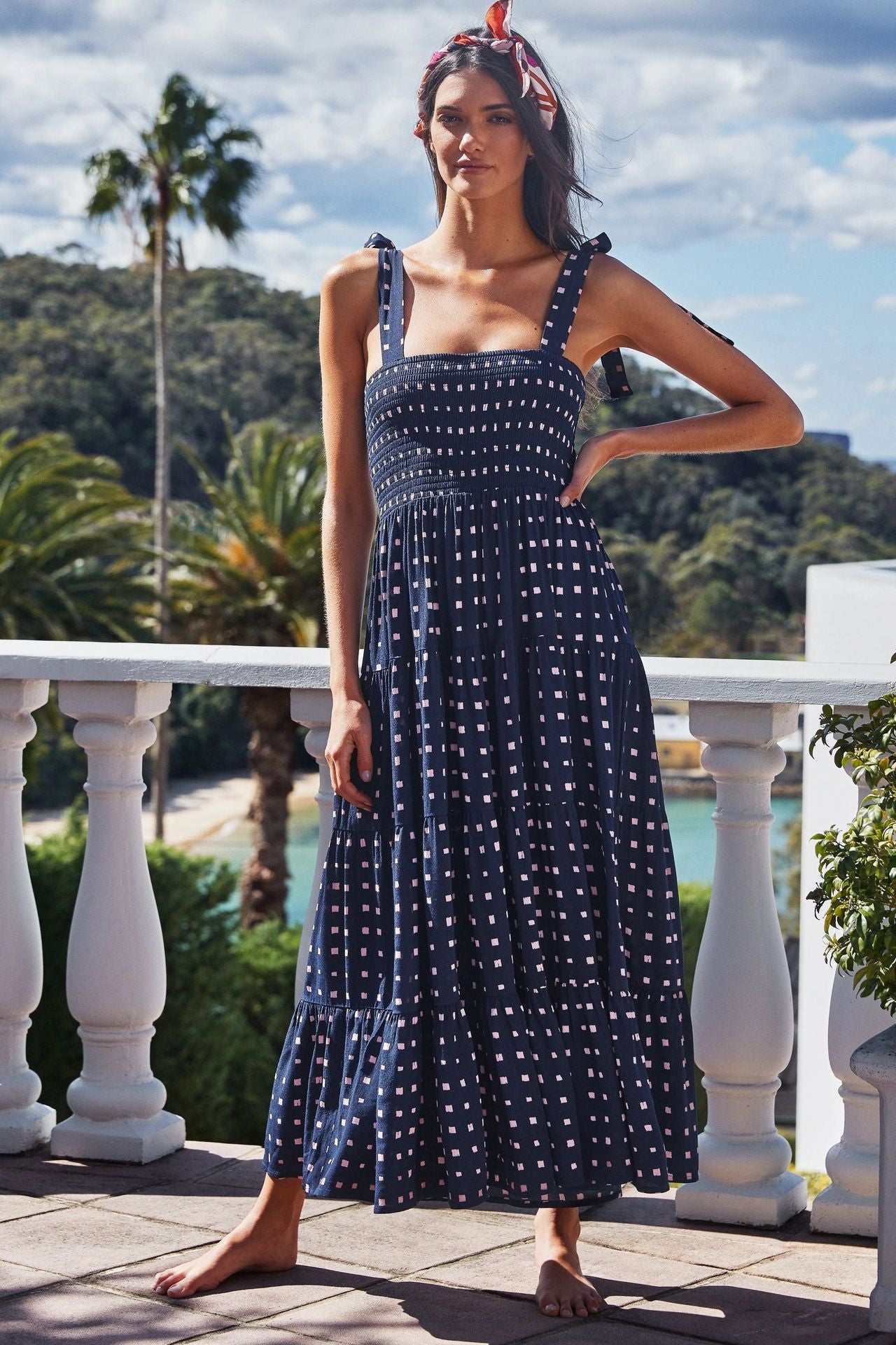 Summer Women's New Commuter Sleeveless Spice Print Long Halter Dress