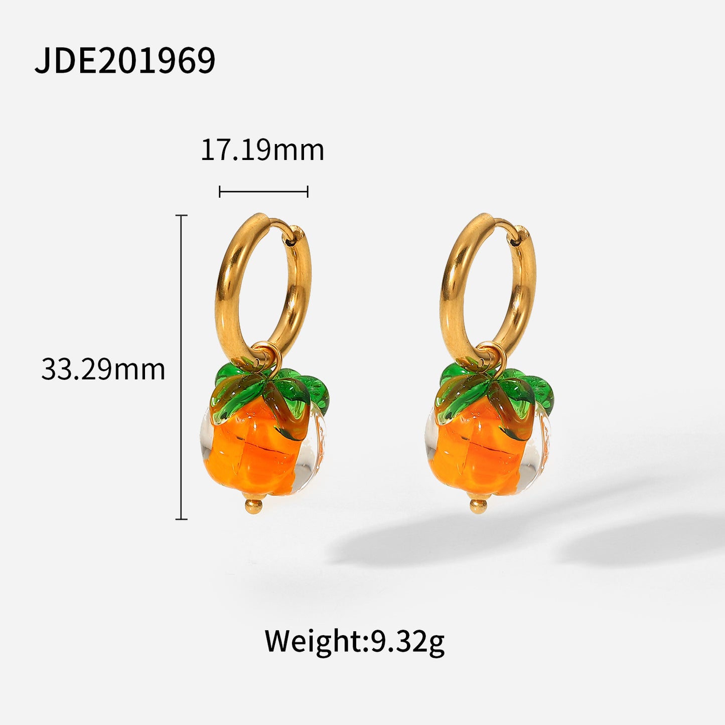 5pcs Fashion Creative Cute Glazed Pearl Persimmon Pendant Necklace Women's 18K Gold Stainless Steel Earrings Set
