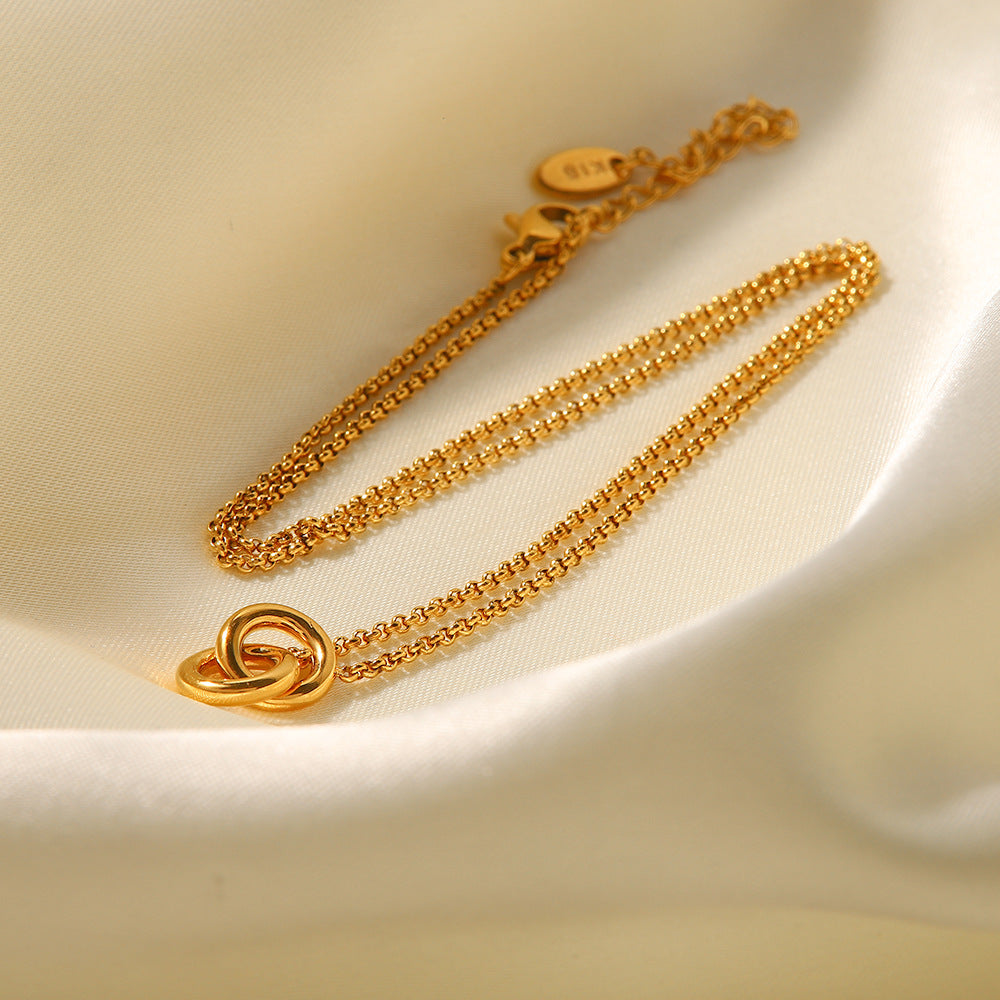 5pcs Interlocking Pendant Necklace Girlfriend Niche Design All-Match Titanium Steel Gold-Plated Tide Clavicle Chain