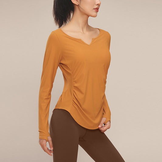 Nylon Yoga Wear Women's Quick-Drying Fitness Wear Sports Top Pilates Training Wear Long-Sleeved Clothes Running Smock Autumn