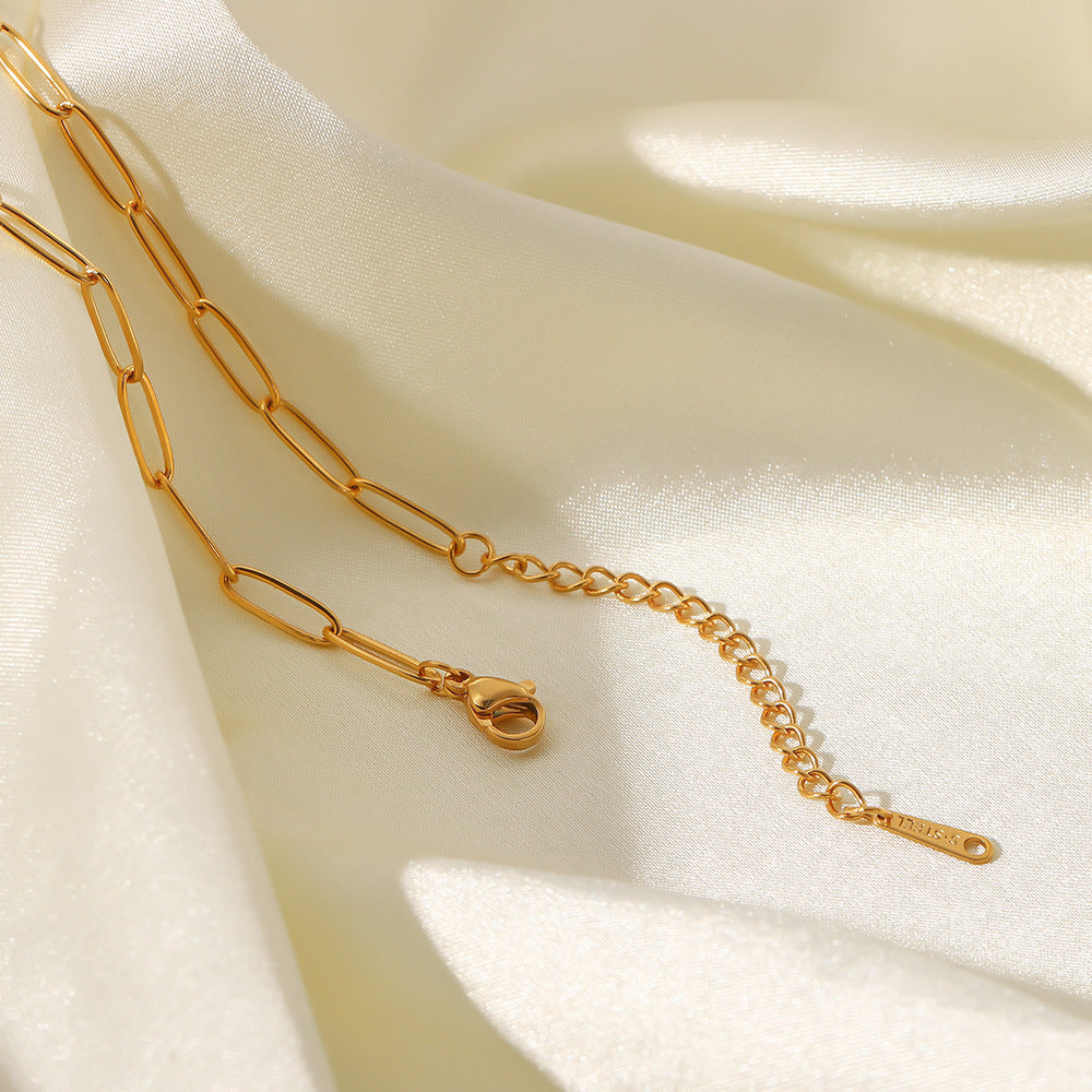 5pcs Titanium Steel Necklace 18K Gold Plated Paper Clip Chain Titanium Stainless Steel Hip Hop Necklace Everything Accessories Women