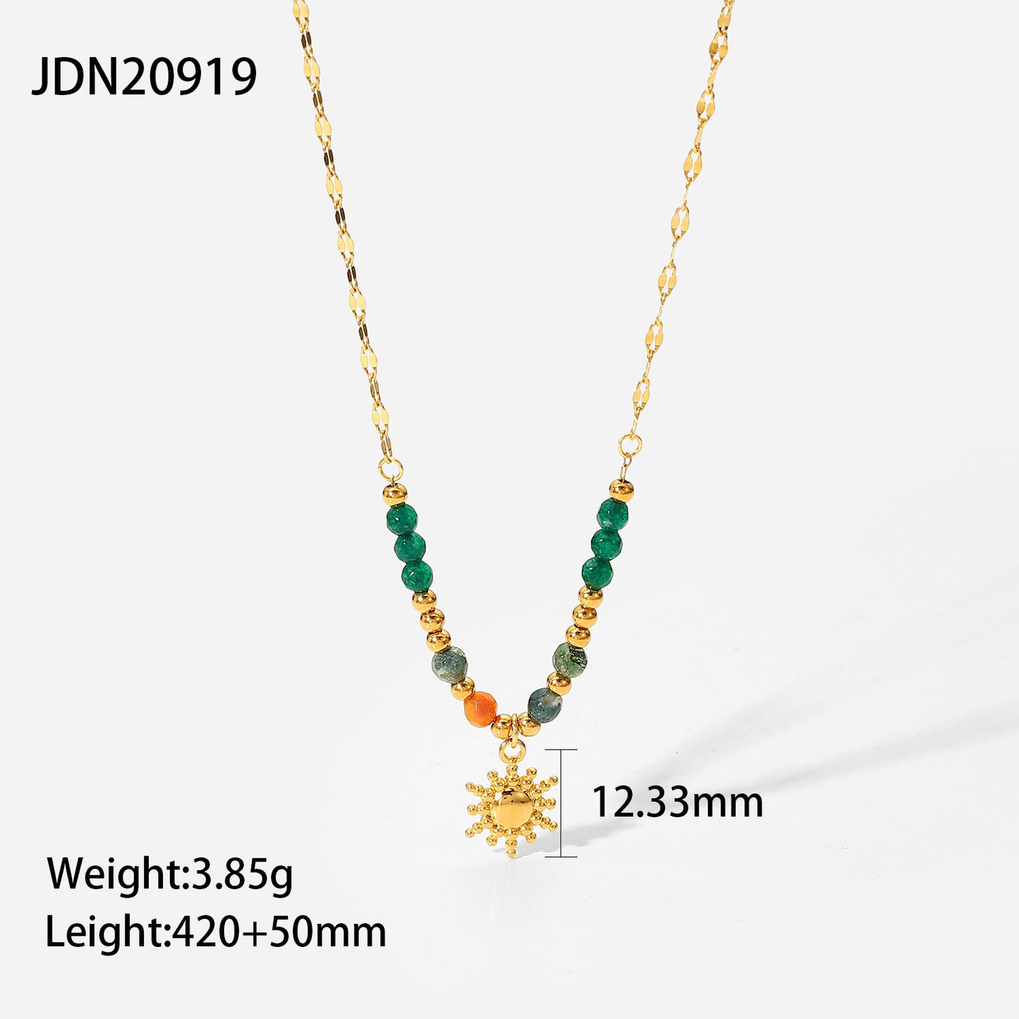 5pcs New Selling 18K Gold-Plated Stainless Steel Necklaces Inlaid With Turquoise Beads Necklace Women's Jewelry