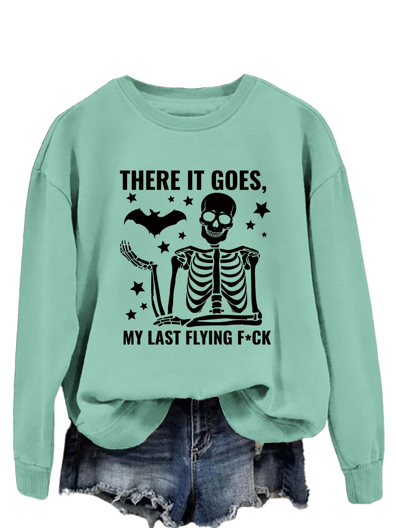 Print There It Goes Comfortable All-In-One Pullover Hoodie Autumn Fashion Long-Sleeved Shirt