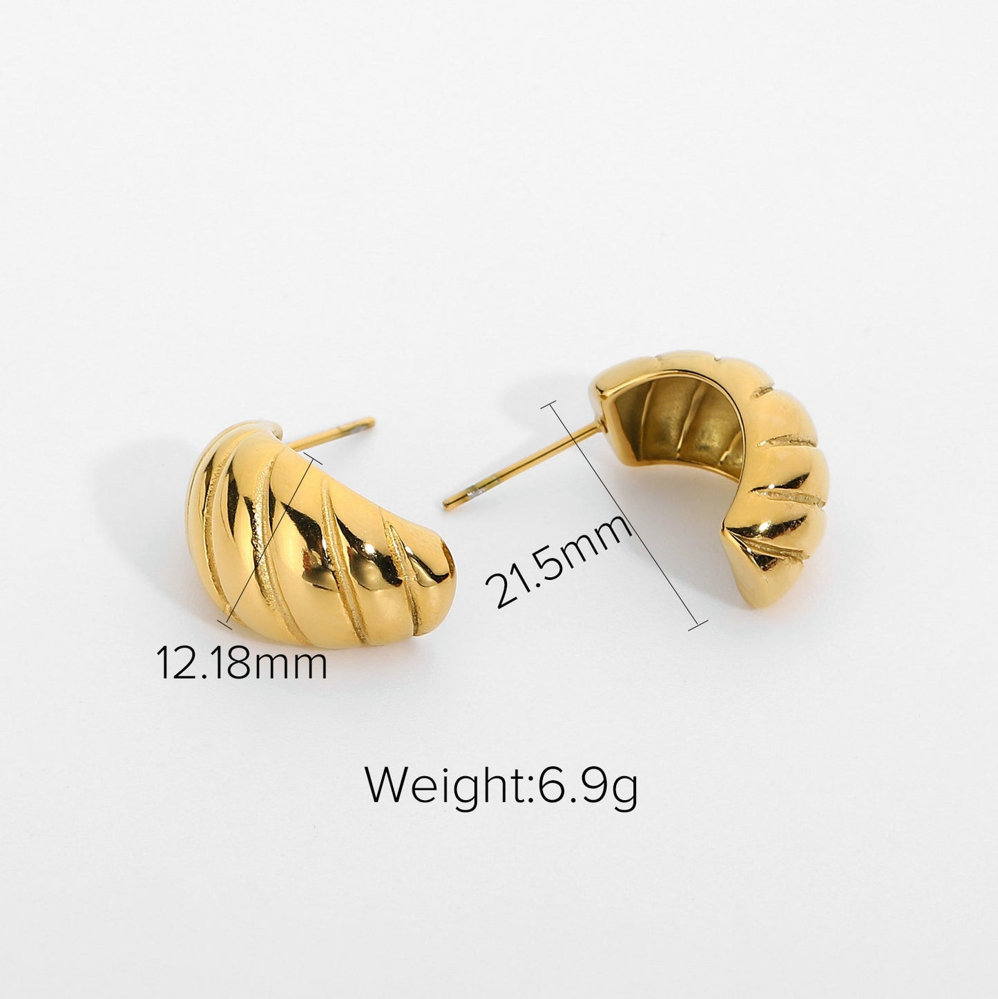 5pcs Fashion Small Titanium Steel Croissant Earrings Fashion 18K Vacuum Electroplating Gold Plated Stainless Steel Earrings Jewelry
