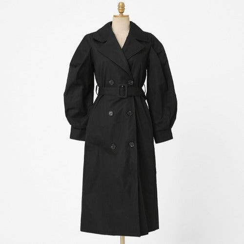 Coat New Autumn New Style Ladies Temperament Loose Long Sleeve Fashion Belt Trench Coat