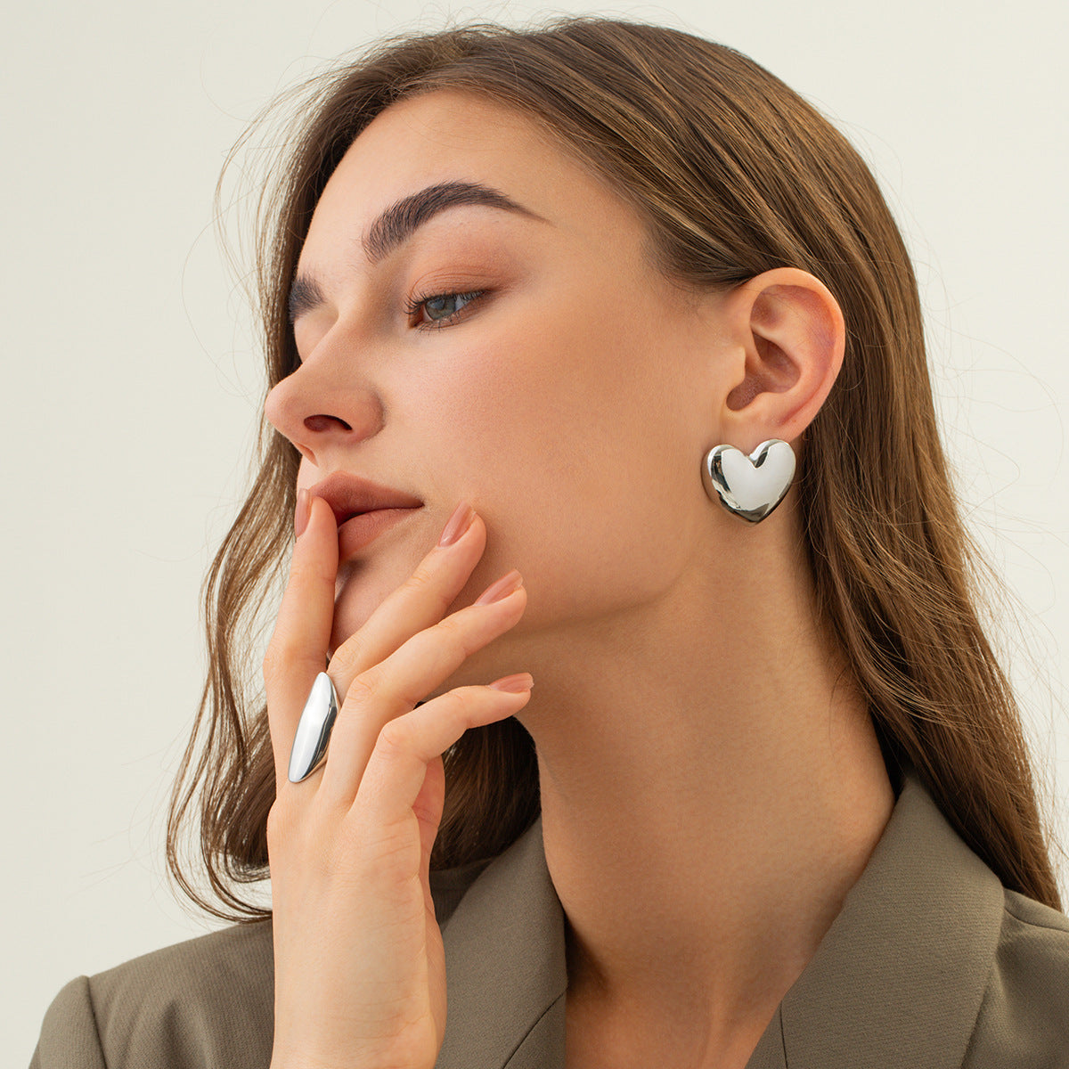 5pcs Simple Retro New 18K Gold High Grade Sense Rectangular Earrings Drop Female Cool Accessories