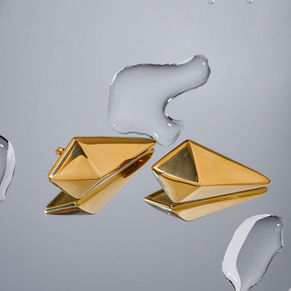 5pcs 18K Gold Stainless Steel Long Diamond Stud Earrings Jewelry