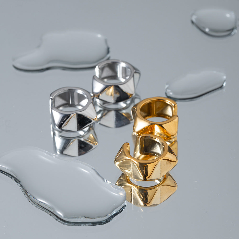 5pcs New 18K Gold Stainless Steel Stud Earrings Stainless Steel Jewelry Fashion Personality Accessories For Women