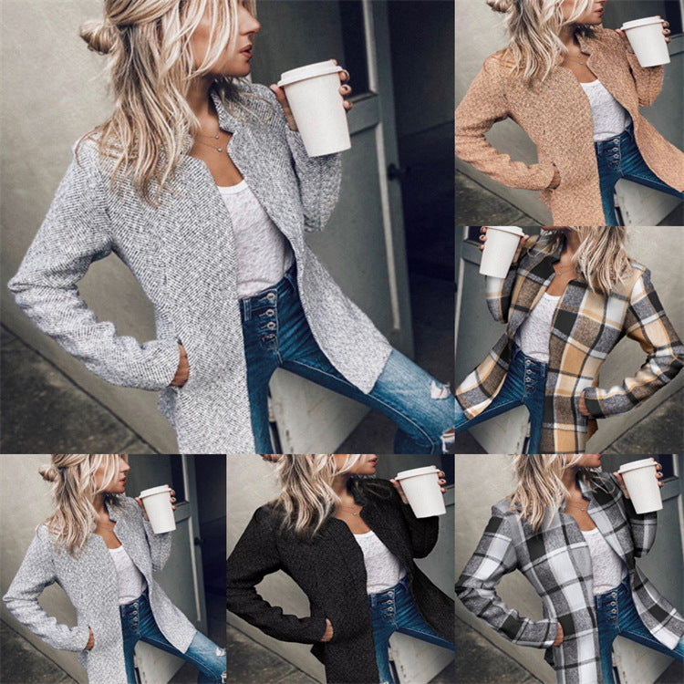 Women's Autumn And Winter Express Street Hipster Thick Tweed Coat