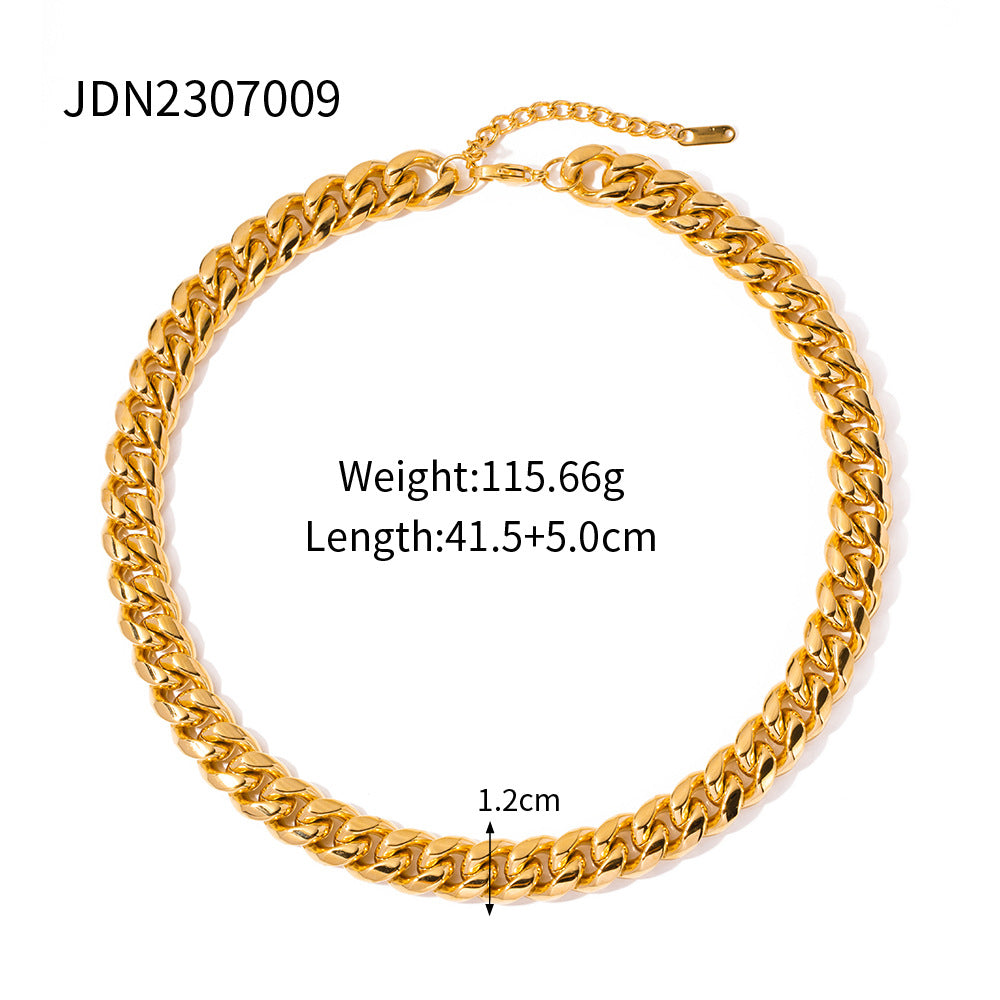5pcs New Necklace Stainless Steel Temperament Clavicle Chain Light Luxury Niche Cuban Chain Pendant Necklace Bracelet Jewelry