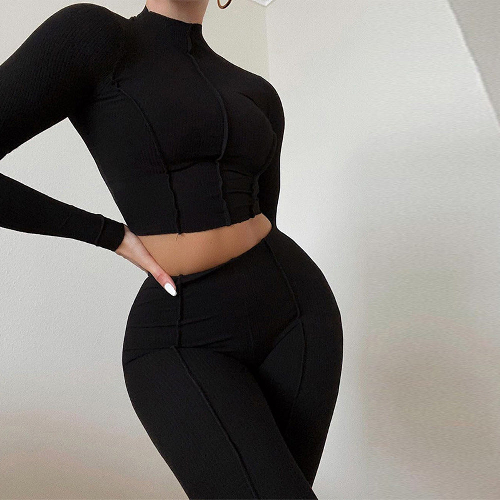 Women's Clothing Autumn And Winter New Fashion Reverse Wear Design Sense Of High Waist Leisure Sports Suit A Hair