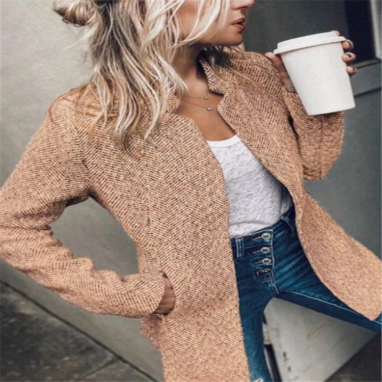 Women's Autumn And Winter Express Street Hipster Thick Tweed Coat