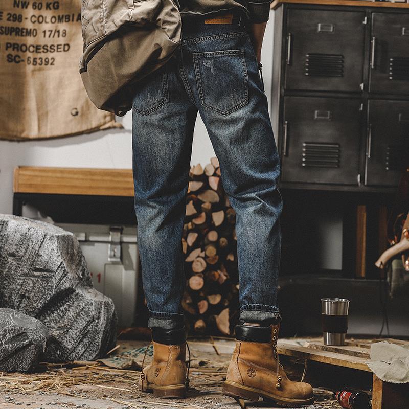 Classic Retro Jeans Men Loose Straight Leg Fashion Pants Men Spring Stone Wash Simple Casual Pants