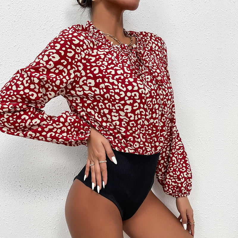 Fashion Women's New Spring New Splicing Leopard Print Long Sleeve Women's Jumpsuit