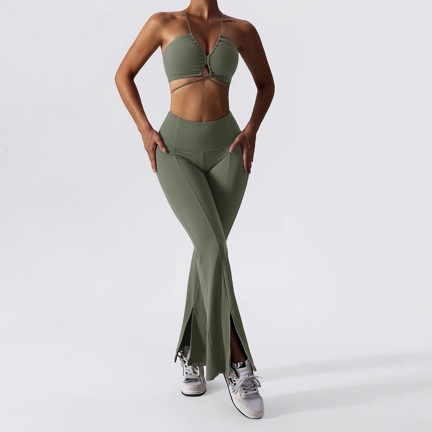 Body-Tight Yoga Suit Female Dance Casual Yoga Suit Hollow Sexy Beauty Back Sports Fitness Set