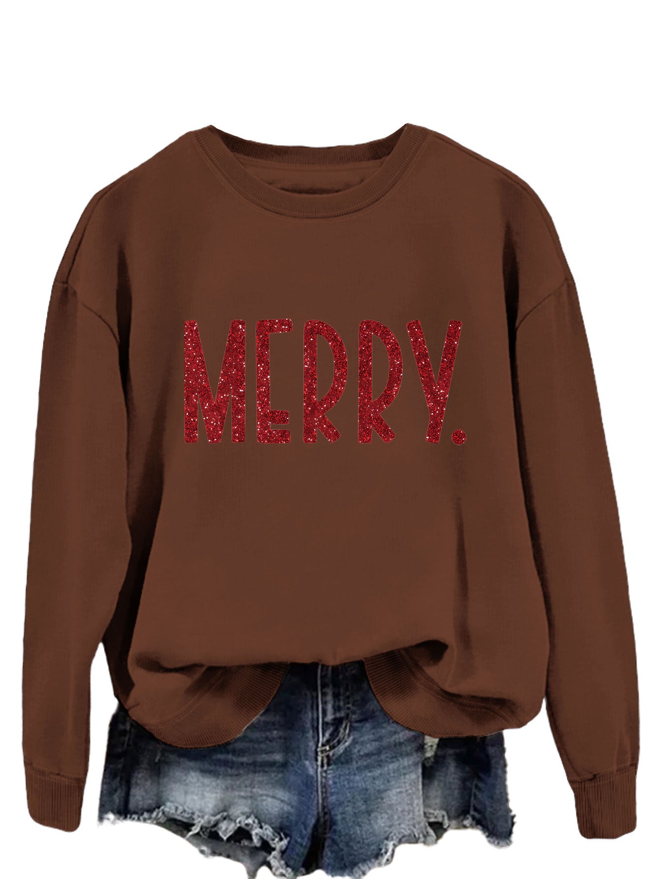 Merry Fashion Print All Round Neck Long Sleeve Hoodie