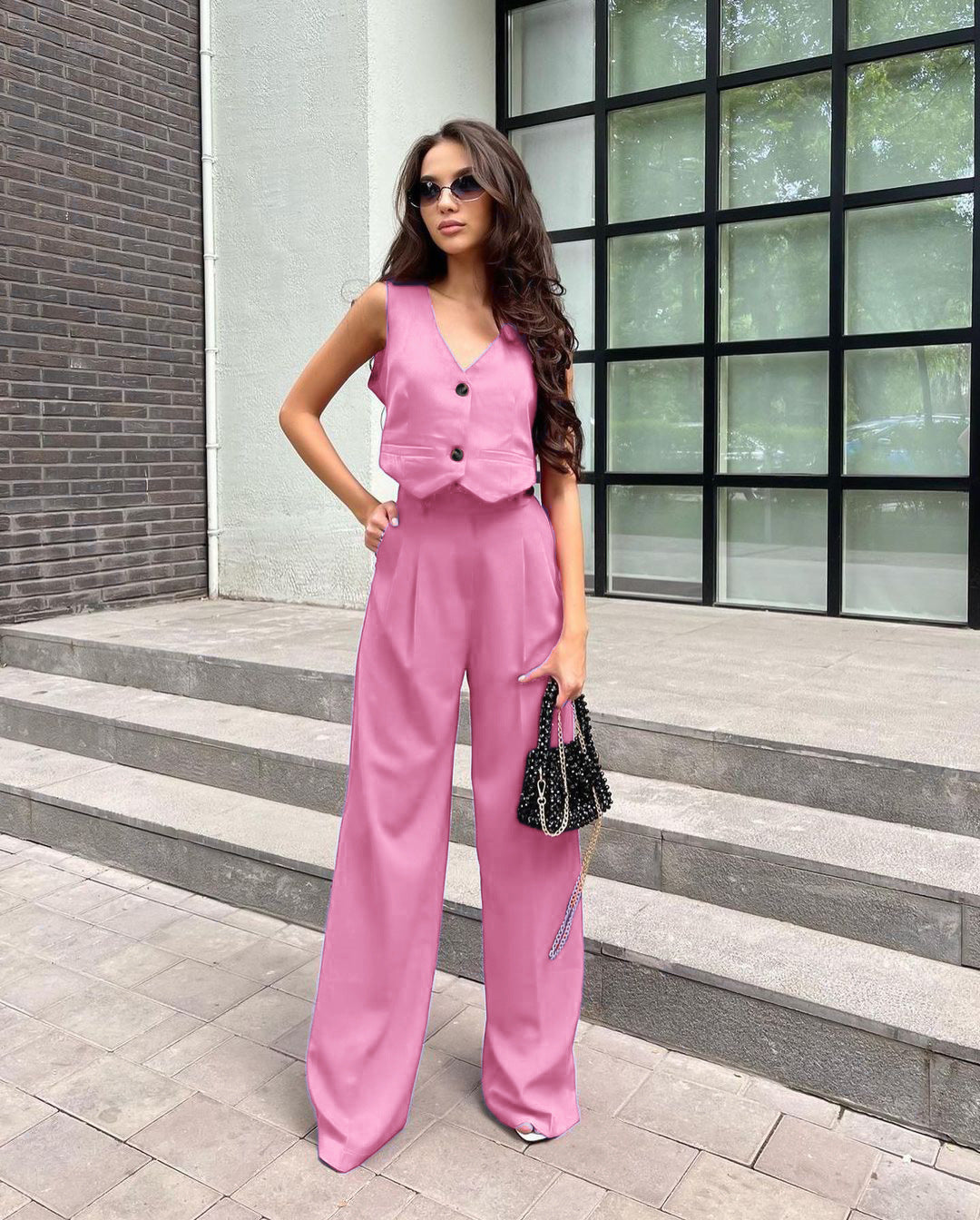 Wind Spring And Summer New Leisure Temperament Commute Solid Color Slim Fashion Cotton Linen Suit Vest Woman