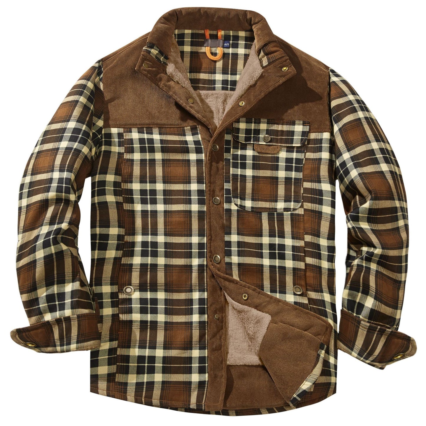 Men's Coat Plaid Shirt Plus Fleece Large Size Winter Windproof Warm Hooded Cotton Jacket