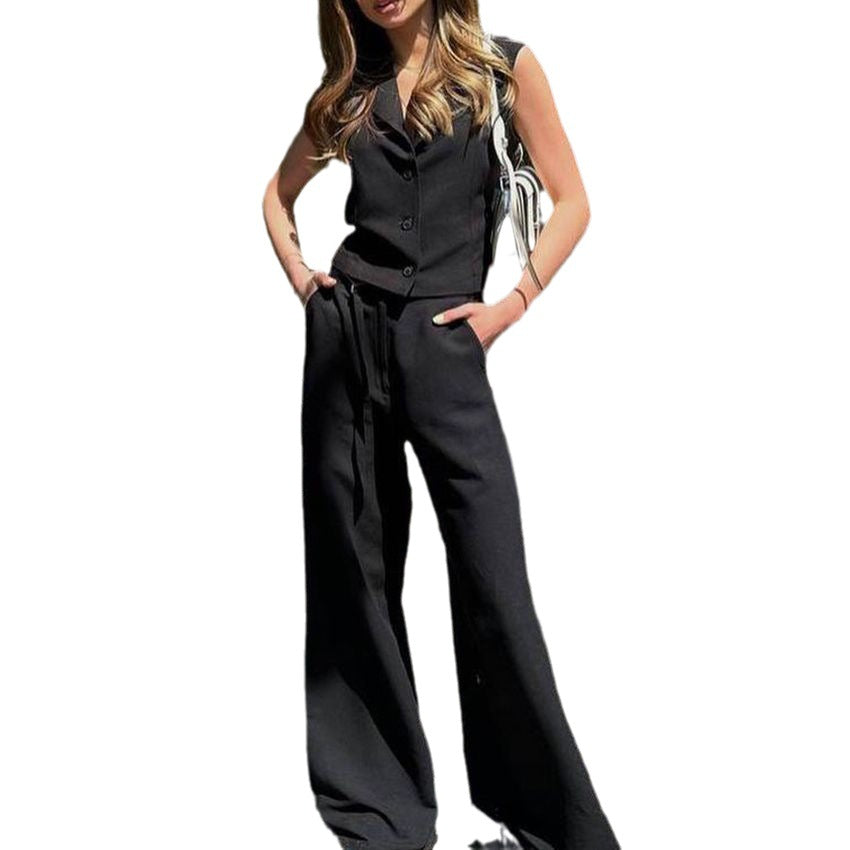 Cotton And Linen Vest Set Summer Casual Cotton And Linen Vest Single Breasted Waistcoat + Trousers Set