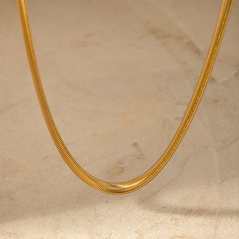 5pcs 5Mm Thick Choker With Soft Round Spring Buckle Buckle Jewelry Stainless Steel Gold Snake Chain Women's Necklace