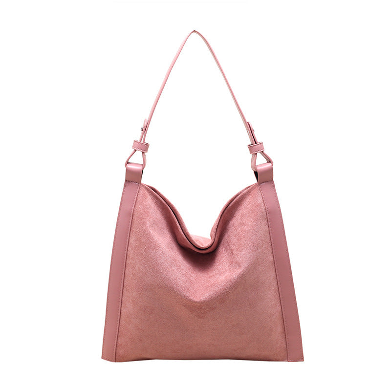 Fashion Bag Women's Casual Premium Sense Frosted Suede Simple Style Large Capacity All-In-One Commuter Shoulder Tote Bag