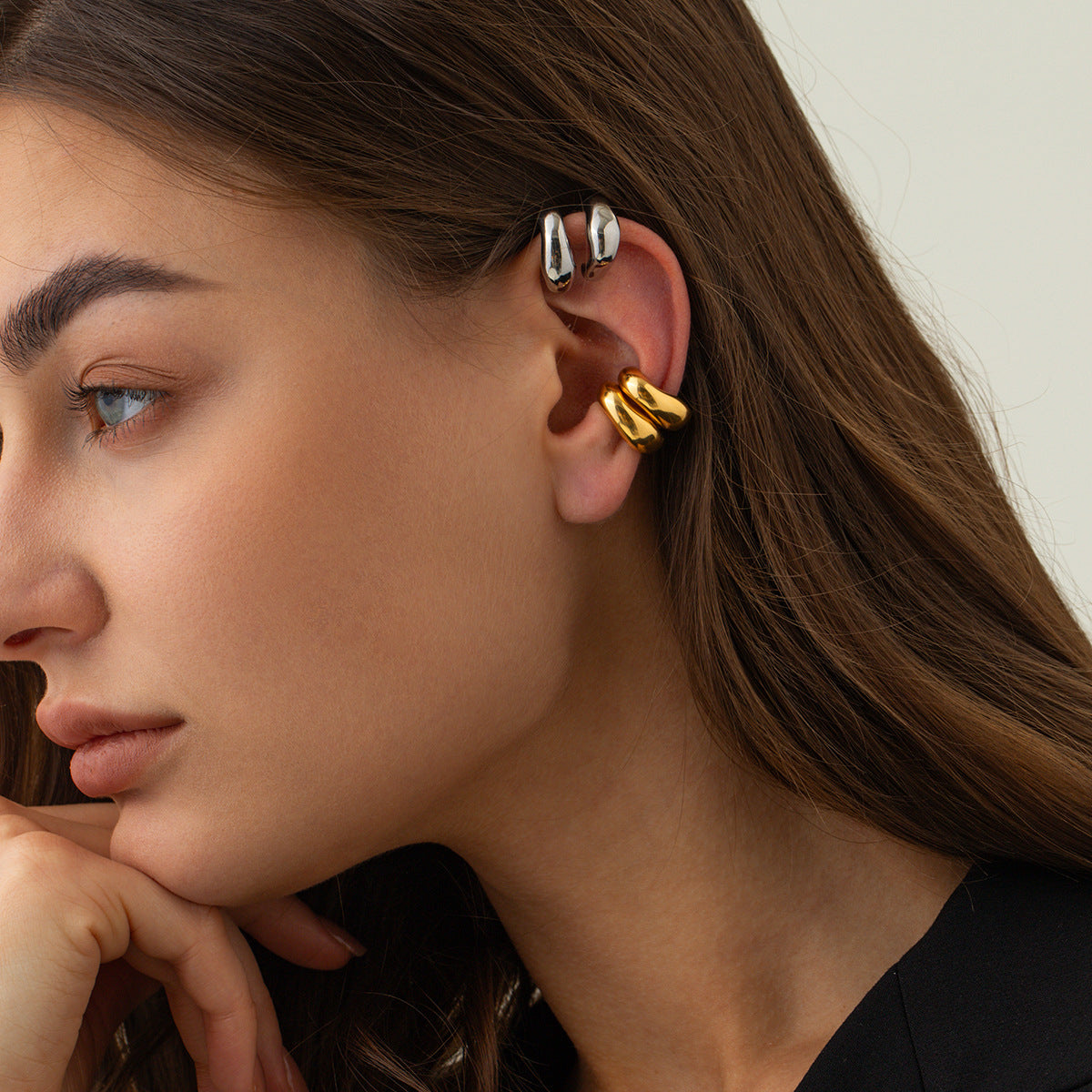 5pcs New 18K Gold Stainless Steel Stud Earrings Stainless Steel Jewelry Fashion Personality Accessories For Women