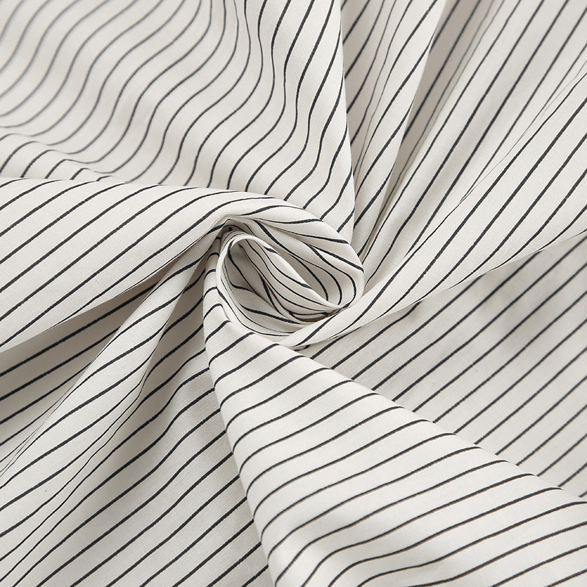 Fall New Striped Shirt Dress Long-Sleeved Shirt Dress With Puffed Sleeves Small Temperament Commuter Woman