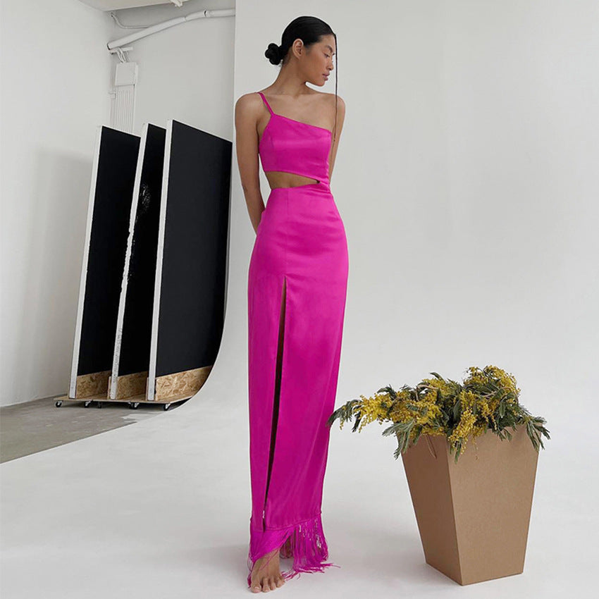 Summer New Design Dress Dress Asymmetrical Niche Fringe Mop Maxi Dress