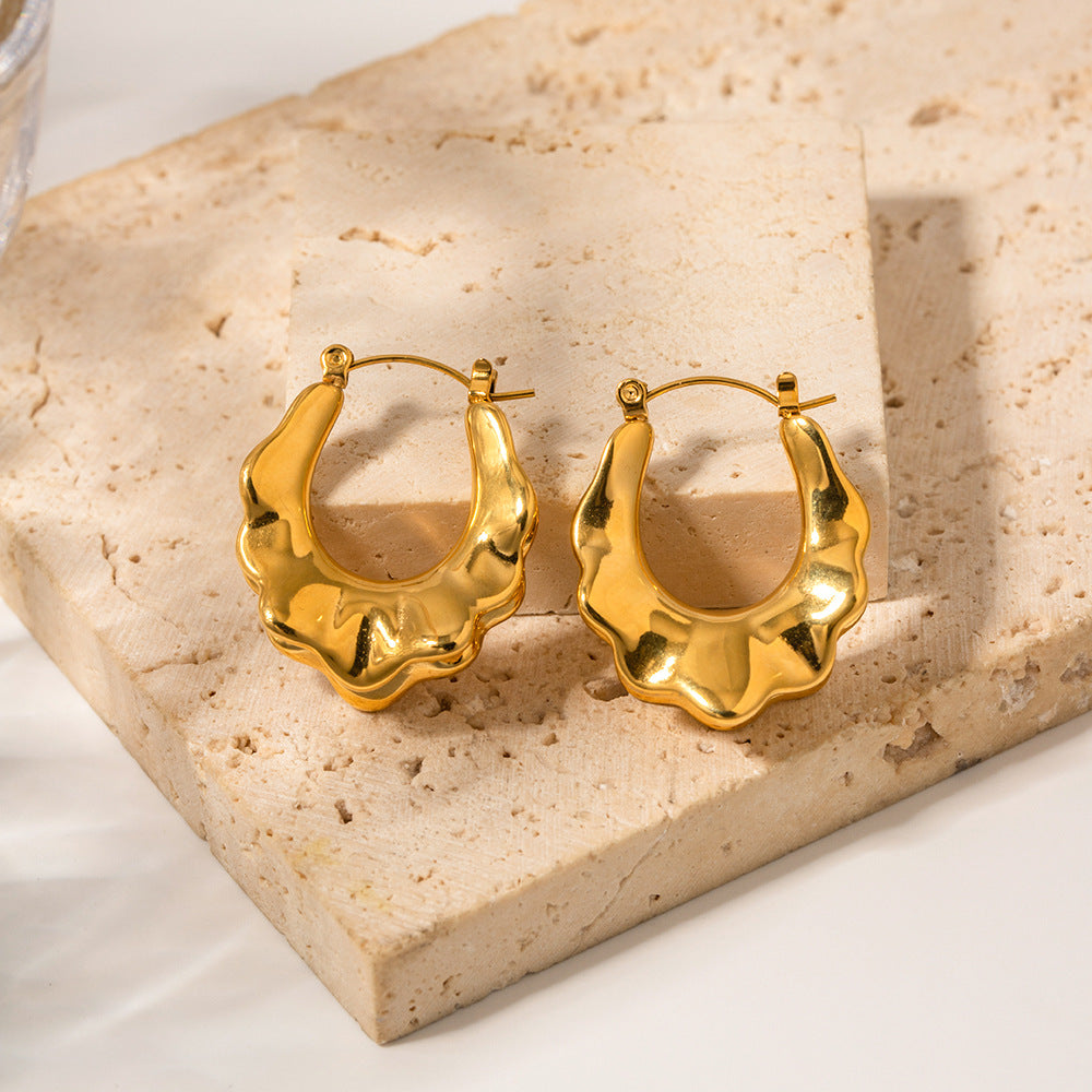 5pcs Premium Earrings 18K Gold-Plated Stainless Steel Skirt Hoop Earrings