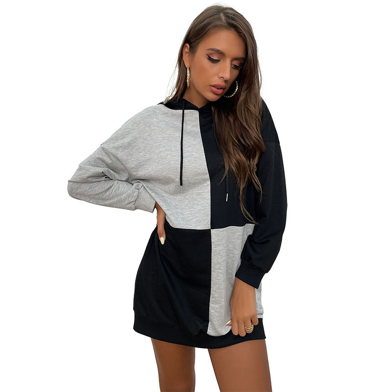 New Autumn New Women's Color Hoodie Dress