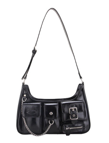 Vintage Y2k Handbags Women High Street Zipper Casual Solid Messenger Bag