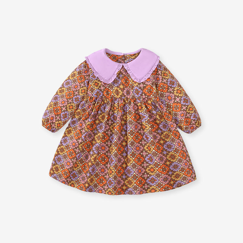 Long Sleeve Girls Dress In The Little Child Cotton Skirt Autumn Children's Dress