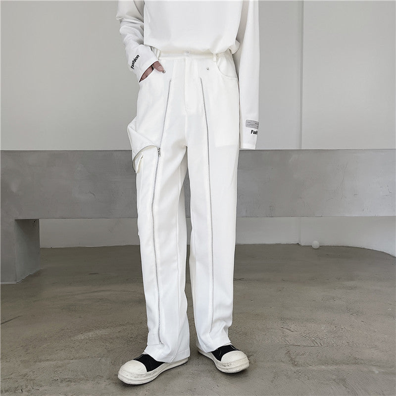 Multi-Level Fake Two Detachable Zipper Pants Men's Spring Trend Personality Design Dark Wind Niche Casual Pants